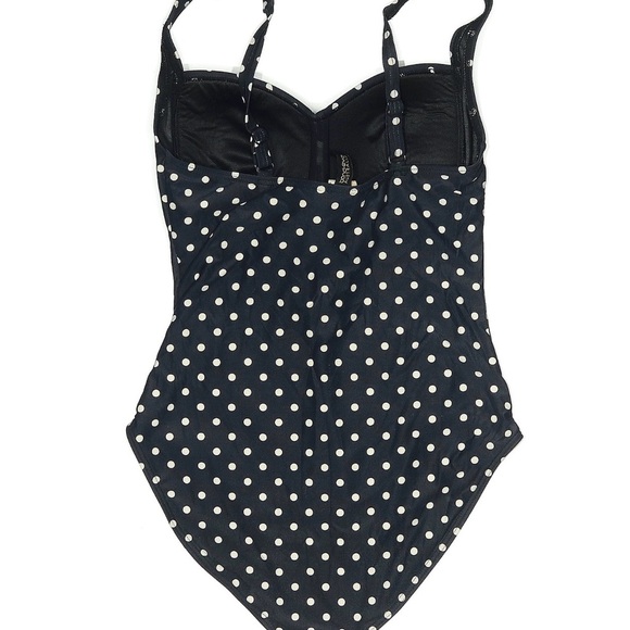 Bond-Eye Australia Front Twist One Piece Swimsuit in Navy Blue Polka Dot size 6 - Picture 2 of 5